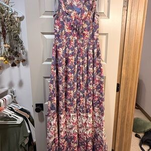 Doe & Rae Floral Maxi Dress in Purple and Pink